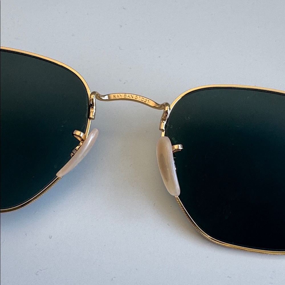 Ray-Ban Polarized Hexagonal Sunglasses in Gold and Green - Picture 6 of 12
